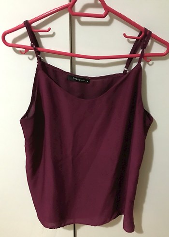Bordo İnce Askılı Kadın Bluz