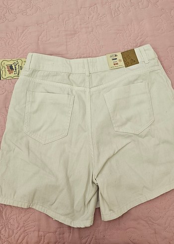 U.S Polo Assn. Polo Beyaz Pamuklu Düğmeli Mini Şort