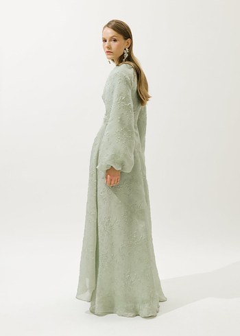 KİRALIK Manuka Jakar Organze Abiye Elbise - Görsel 5