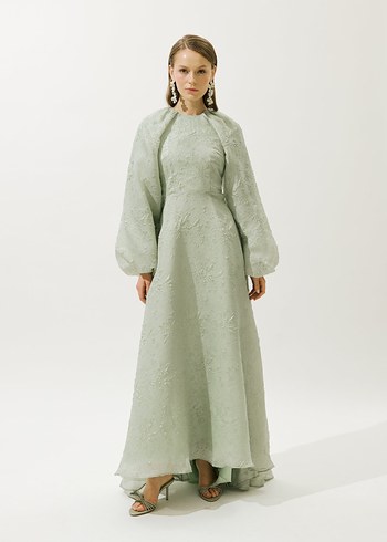 KİRALIK Manuka Jakar Organze Abiye Elbise - Görsel 4