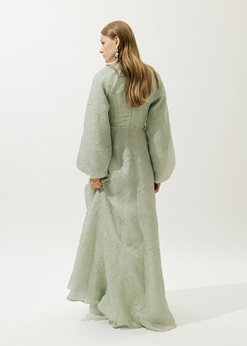 KİRALIK Manuka Jakar Organze Abiye Elbise - Görsel 6