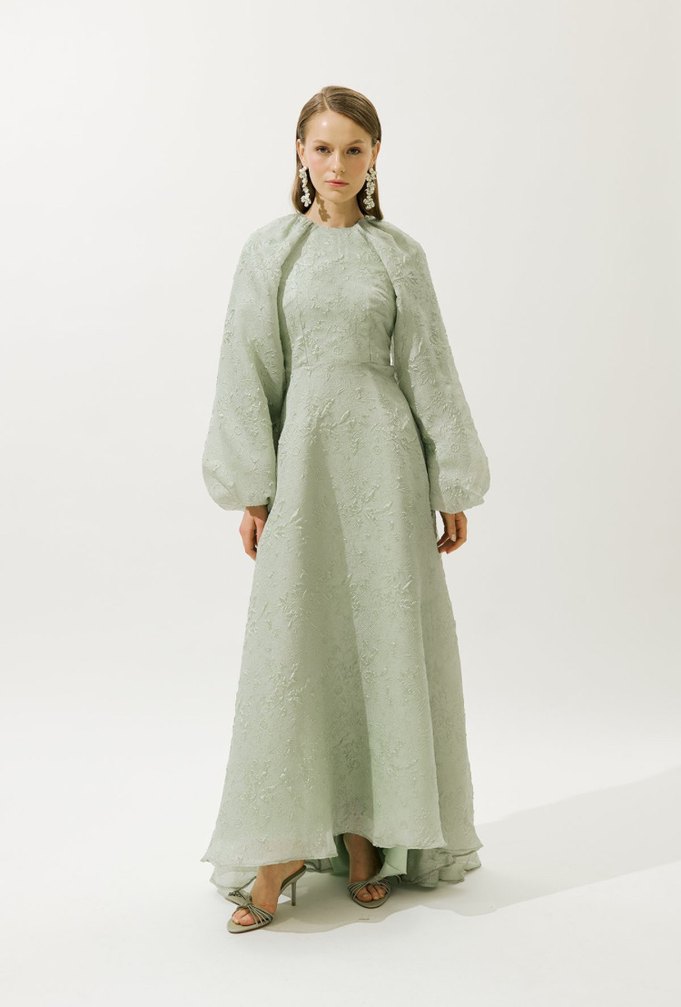 KİRALIK Manuka Jakar Organze Abiye Elbise - Görsel 4