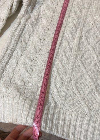 Yarım Fermuarlı Beyaz Örgü Kadın Kazak - Görsel 10