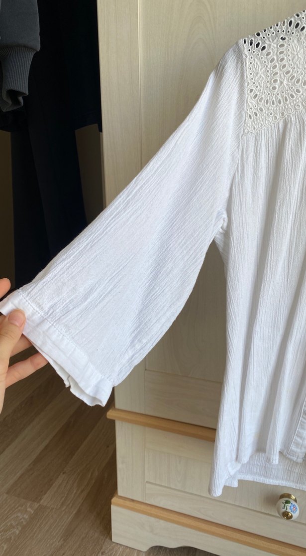 Pamuklu Beyaz Bluz - Görsel 3