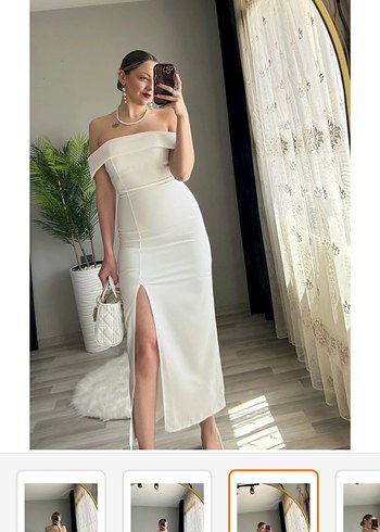 ŞIK BEYAZ ABİYE ELBİSE TEMİZ - Görsel 6