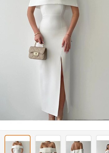 ŞIK BEYAZ ABİYE ELBİSE TEMİZ - Görsel 5