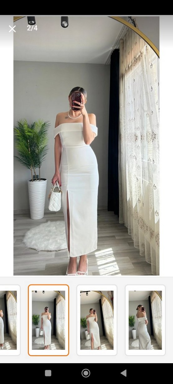 ŞIK BEYAZ ABİYE ELBİSE TEMİZ - Görsel 4