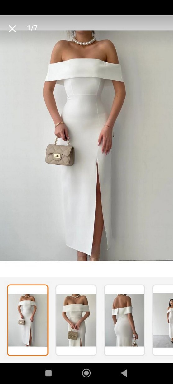 ŞIK BEYAZ ABİYE ELBİSE TEMİZ - Görsel 5