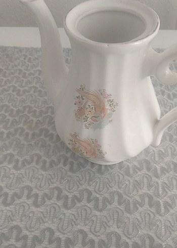 Beyaz Pastel Desenli Porselen Demlik