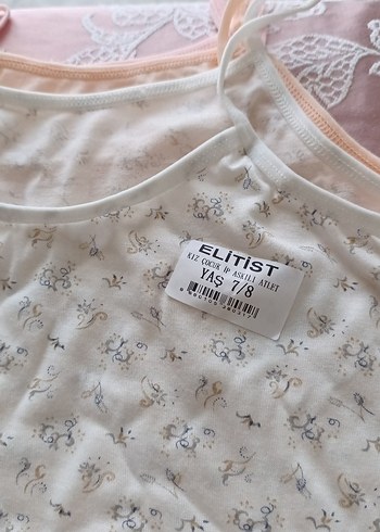 Beyaz Çiçek Desenli Kız Çocuk Atlet - Görsel 2