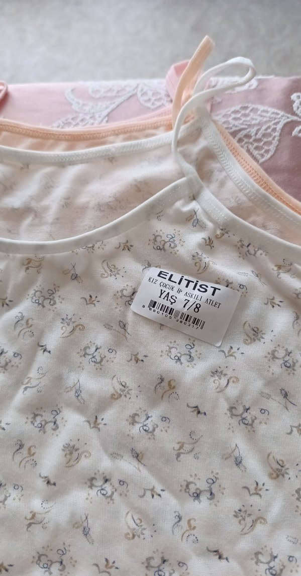 Beyaz Çiçek Desenli Kız Çocuk Atlet - Görsel 2