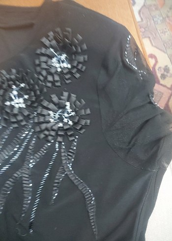 Siyah Payetli Tişört - Görsel 3