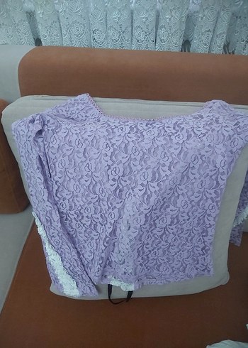 Nakışlı Mor dantel badi - Görsel 4