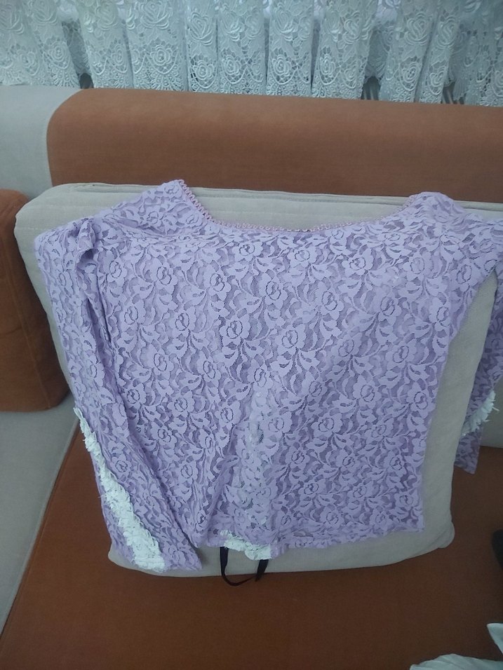 Nakışlı Mor dantel badi - Görsel 4