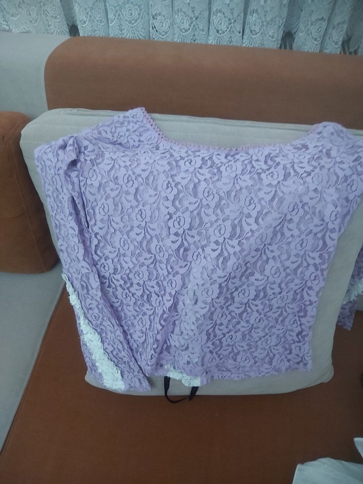 Nakışlı Mor dantel badi - Görsel 3