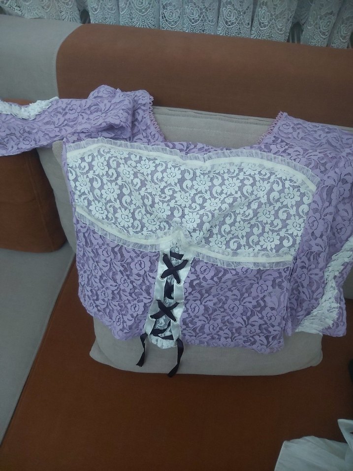 Nakışlı Mor dantel badi - Görsel 2