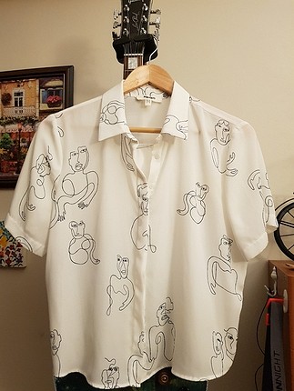 salaş vintage retro otantik etnik hippi bohem beyaz gömlek kısa 