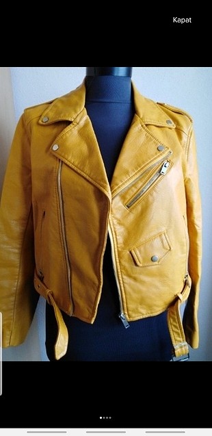 sarı deri ceket vintage retro otantik etnik hippi bohem zara orj