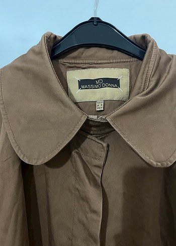 Bej Düğmeli Kadın Keten Trençkot - Görsel 4