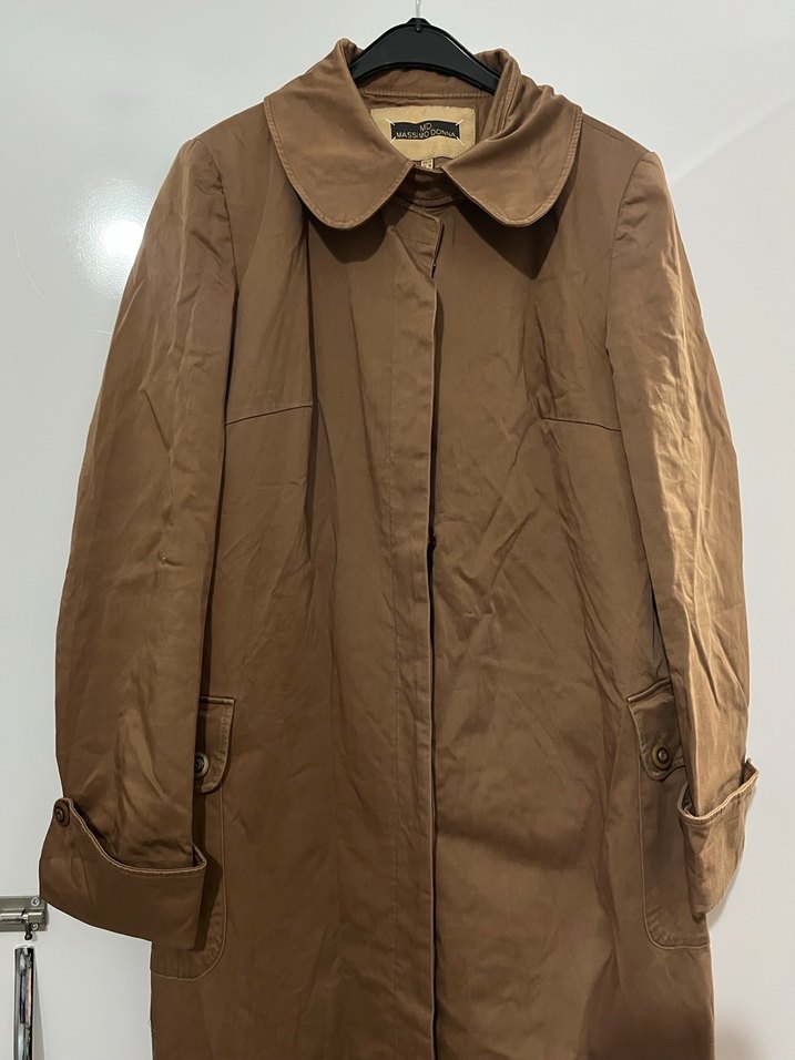 Bej Düğmeli Kadın Keten Trençkot - Görsel 2