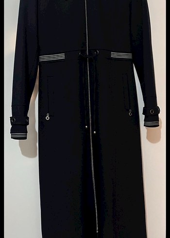Kadın Siyah Uzun Kemerli Kaban - Görsel 4