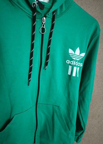 xxl Beden Kadın Yeşil Kapüşonlu Fermuarlı Sweatshirt