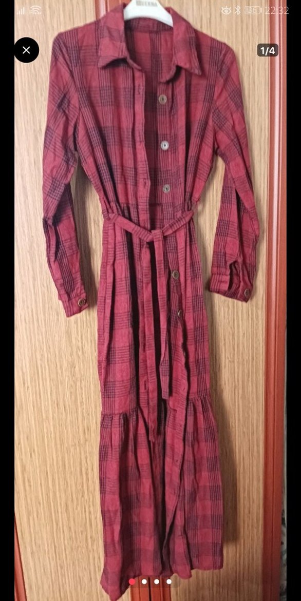 Bordo Piliseli Uzun Bohem Elbise - Görsel 3