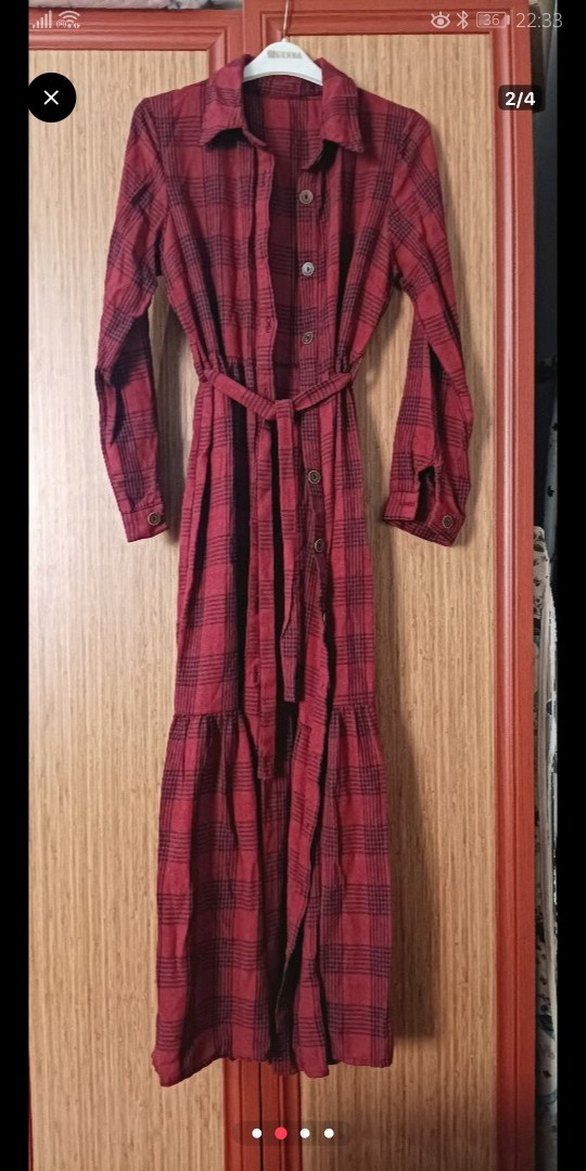 Bordo Piliseli Uzun Bohem Elbise - Görsel 2