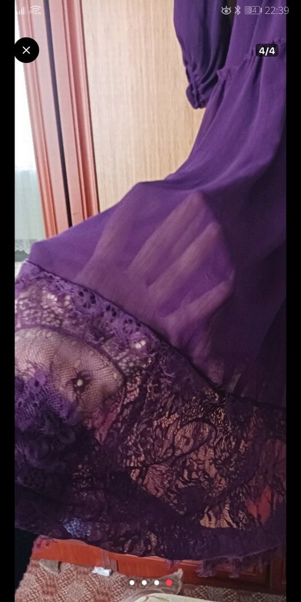 Drapeli Mor Uzun Kadın Elbise - Görsel 4