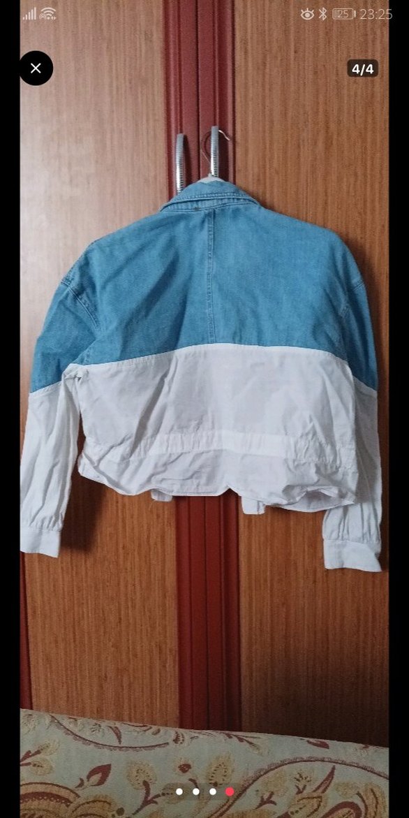 Mavi Beyaz Bağlama Desenli Kadın Denim Ceket - Görsel 2