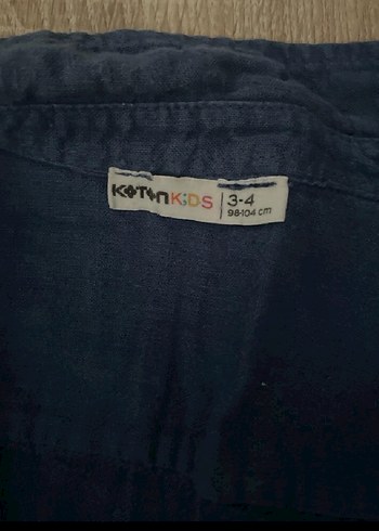 Koton Lacivert Kısa Kollu Keten Erkek Gömlek