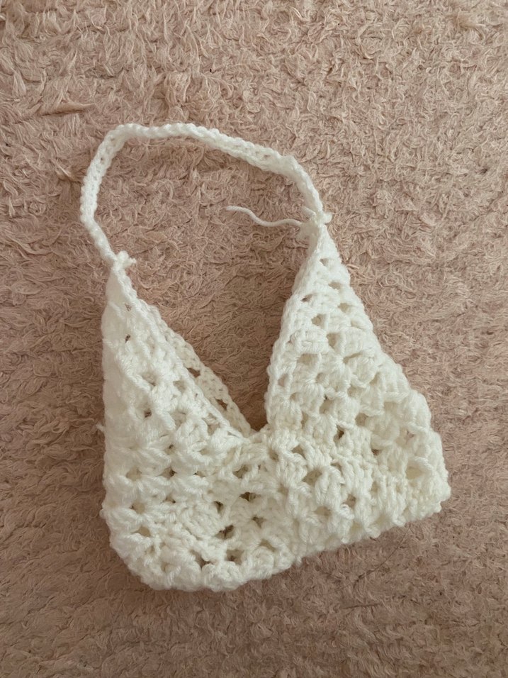 Beyaz Dantel Örgü Bohem Kadın Çanta - Görsel 3