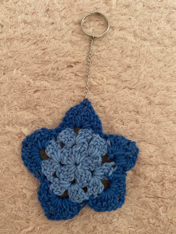 Örgü Mavi Yıldız Anahtarlık - Görsel 2