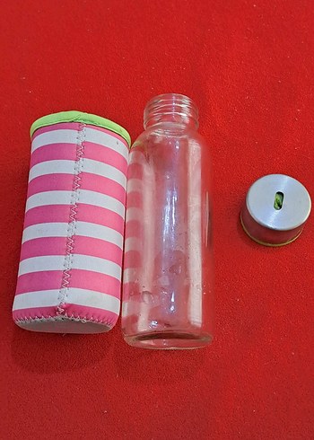 termos sise renkli Pembe Çocuk Termos cam sişe ve Kılıfi - Görsel 3