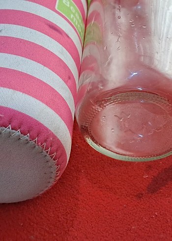 termos sise renkli Pembe Çocuk Termos cam sişe ve Kılıfi - Görsel 5