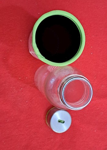 termos sise renkli Pembe Çocuk Termos cam sişe ve Kılıfi - Görsel 4