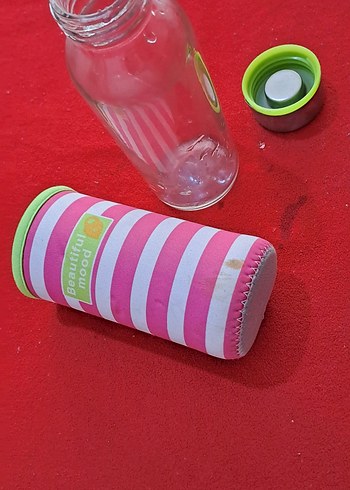 termos sise renkli Pembe Çocuk Termos cam sişe ve Kılıfi - Görsel 7