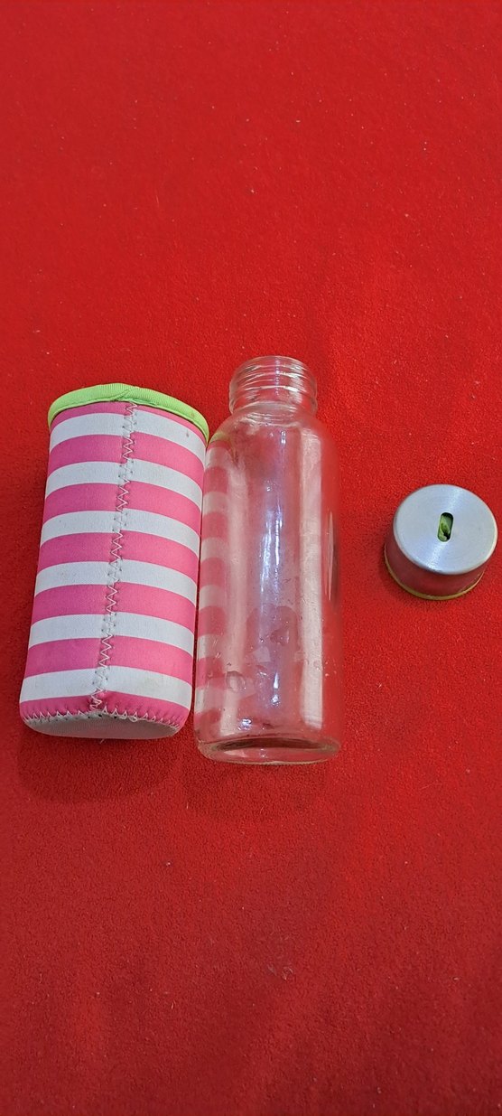 termos sise renkli Pembe Çocuk Termos cam sişe ve Kılıfi - Görsel 3