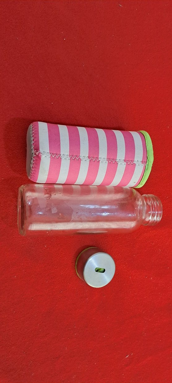 termos sise renkli Pembe Çocuk Termos cam sişe ve Kılıfi - Görsel 2