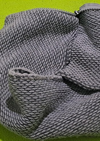 atki unisex kadın erkek Gri Modern Doku  fermuarli sekilli - Görsel 5