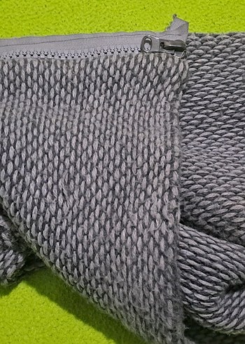 atki unisex kadın erkek Gri Modern Doku  fermuarli sekilli - Görsel 6