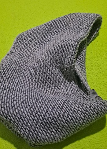 atki unisex kadın erkek Gri Modern Doku  fermuarli sekilli - Görsel 2