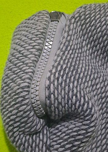 atki unisex kadın erkek Gri Modern Doku  fermuarli sekilli - Görsel 3