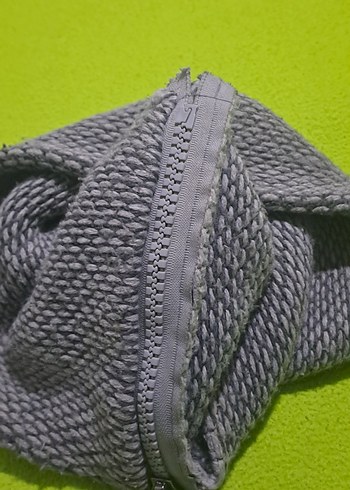 atki unisex kadın erkek Gri Modern Doku  fermuarli sekilli - Görsel 4