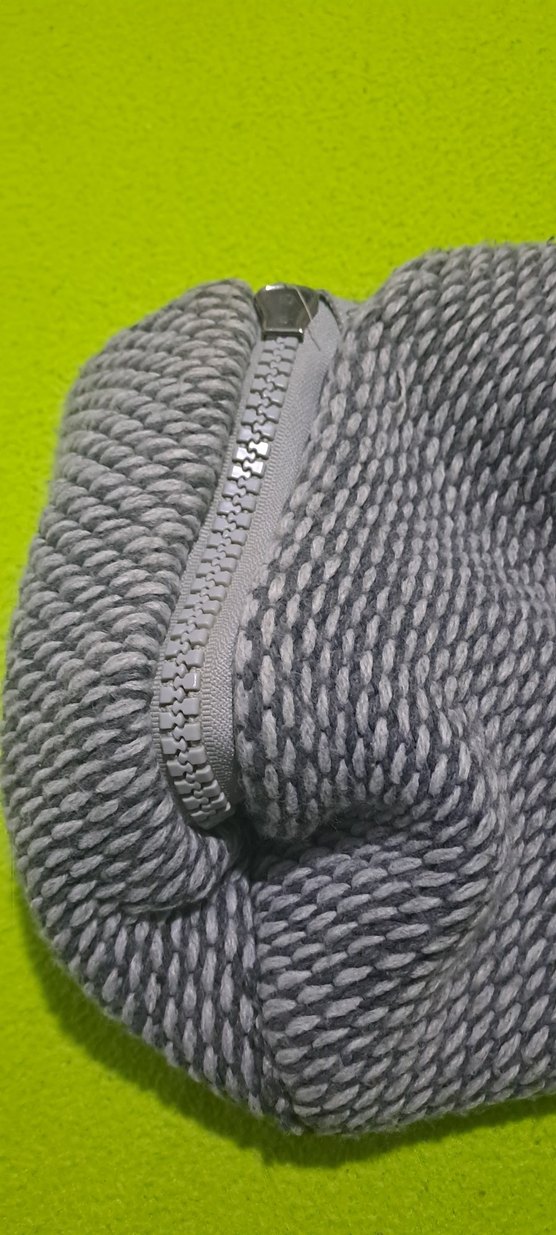 atki unisex kadın erkek Gri Modern Doku  fermuarli sekilli - Görsel 3