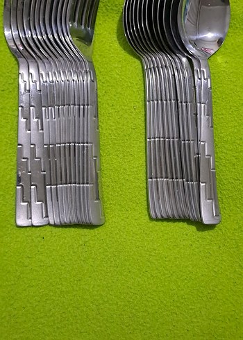 catal kasik seti Gri Desenli Çelik Çatal ve Kaşık Seti - Görsel 7