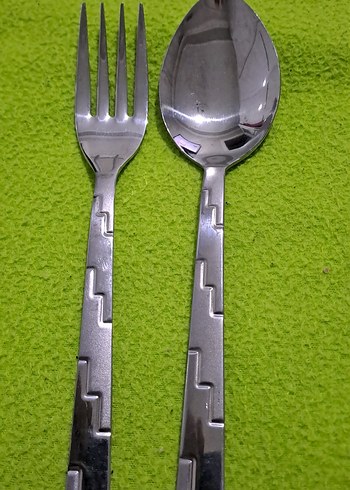 catal kasik seti Gri Desenli Çelik Çatal ve Kaşık Seti - Görsel 4