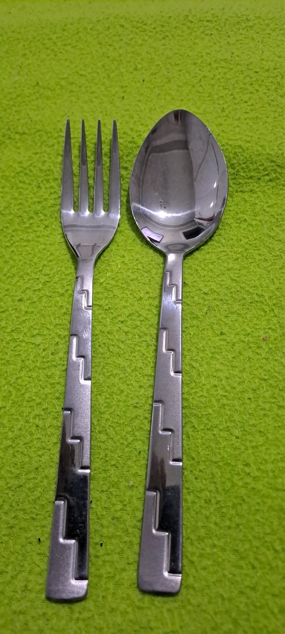 catal kasik seti Gri Desenli Çelik Çatal ve Kaşık Seti - Görsel 4