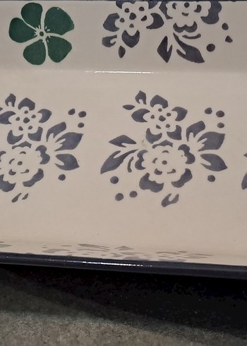 tabak ciçek Desenli Beyaz Dikdörtgen Tabak - Görsel 2