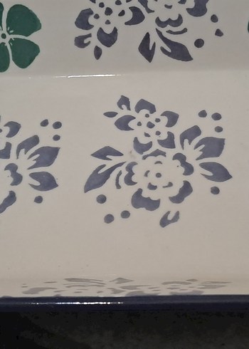 tabak ciçek Desenli Beyaz Dikdörtgen Tabak - Görsel 6